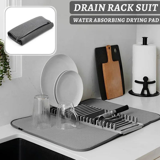 Dish Drying Mat with Plate & Cutlery Rack