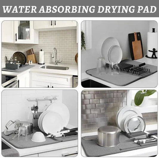 Dish Drying Mat with Plate & Cutlery Rack