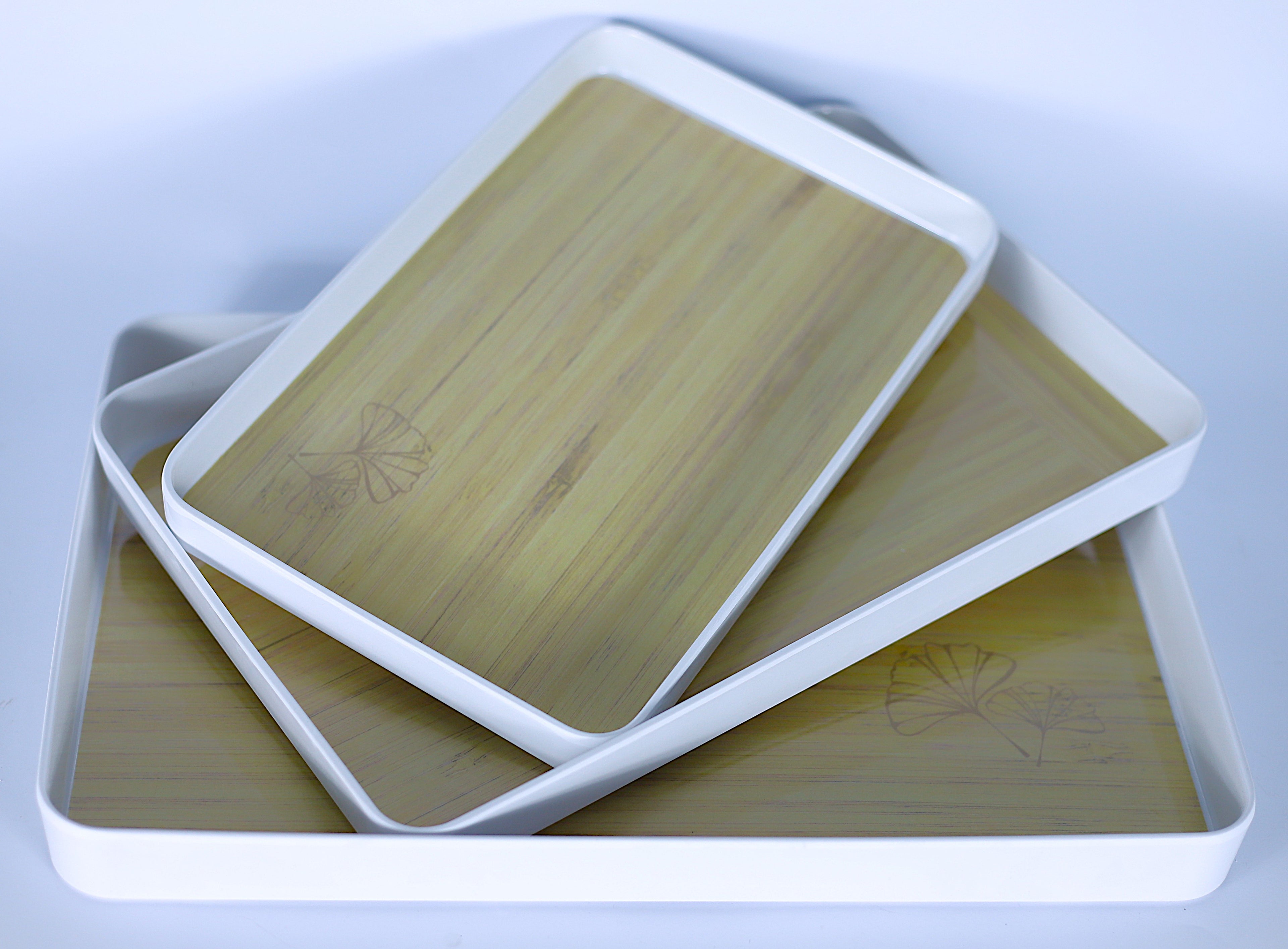 طقم صواني "خشبي" مستطيل - 3 مقاسات مختلفة