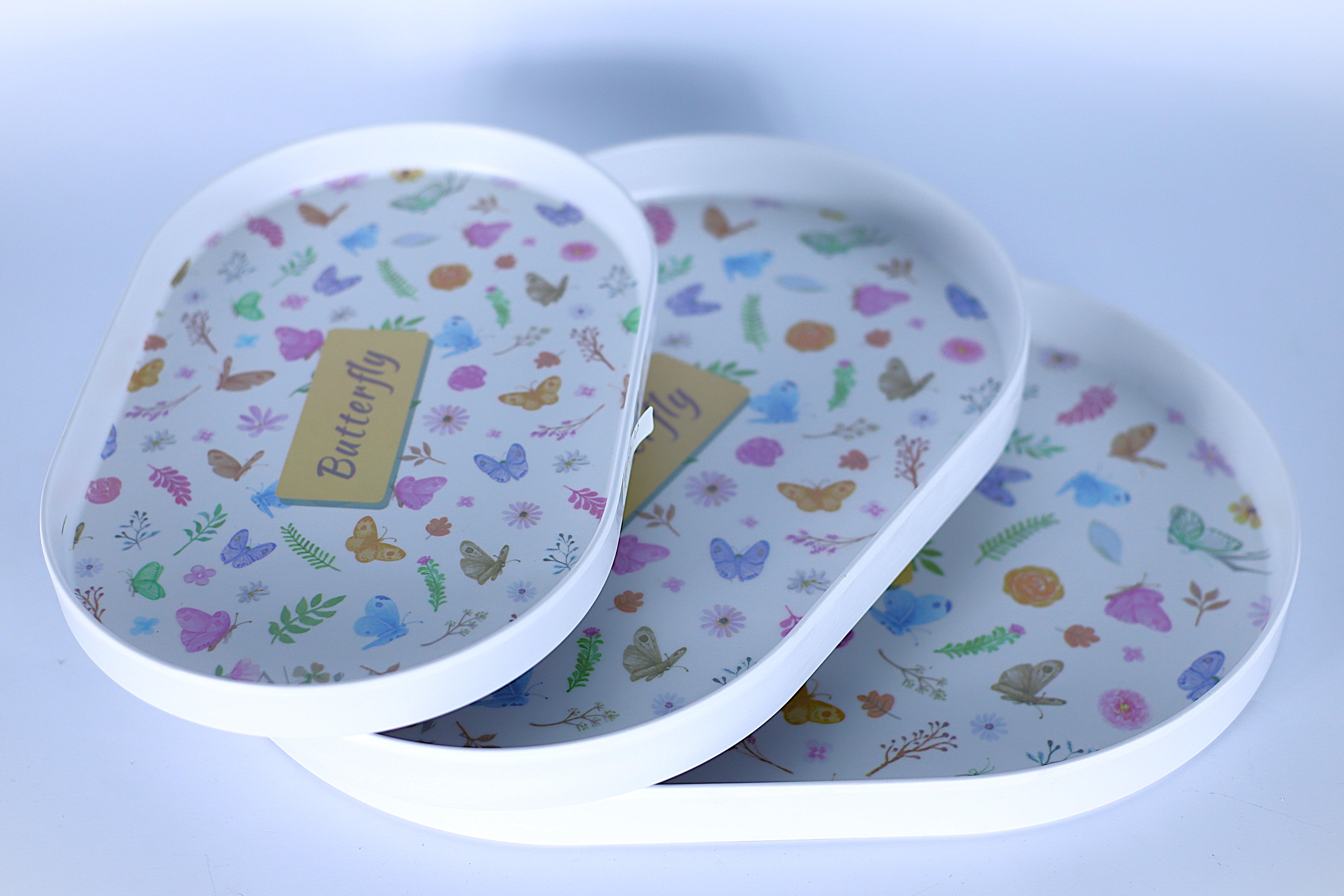 طقم صواني "فراشة" بيضاوي - 3 مقاسات مختلفة