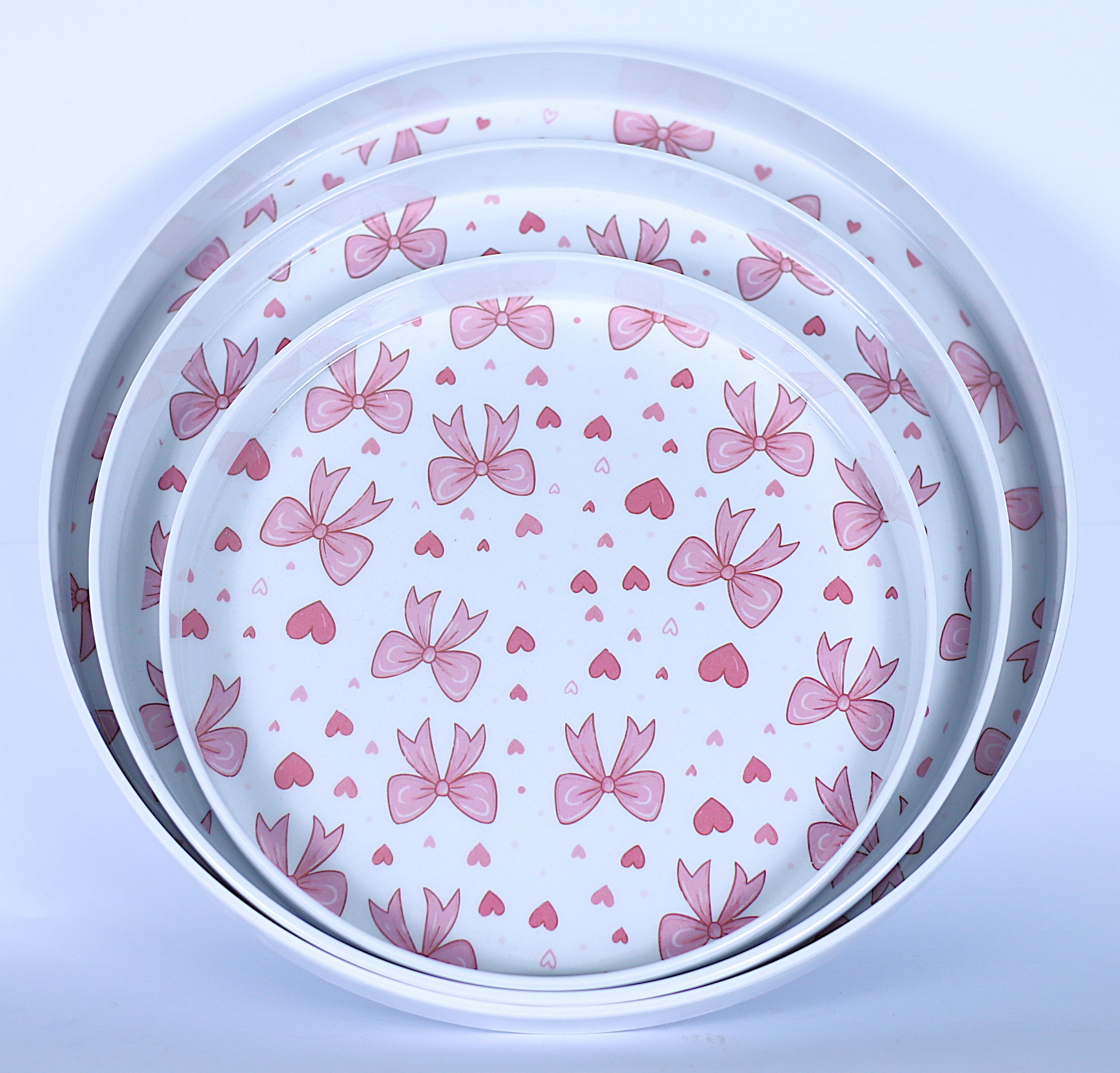 طقم صواني "فيونكة" دائري - 3 مقاسات مختلفة