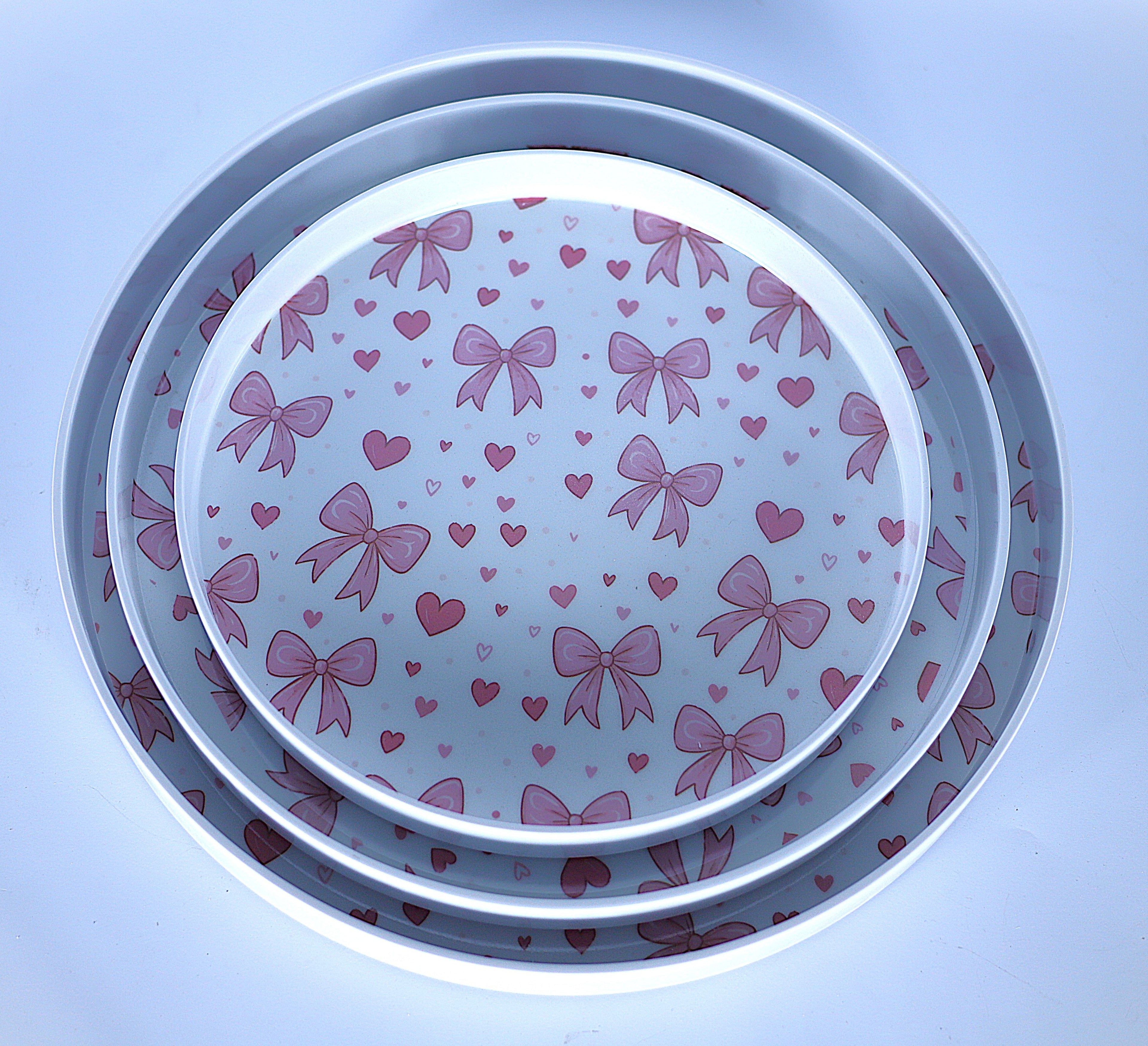 طقم صواني "فيونكة" دائري - 3 مقاسات مختلفة