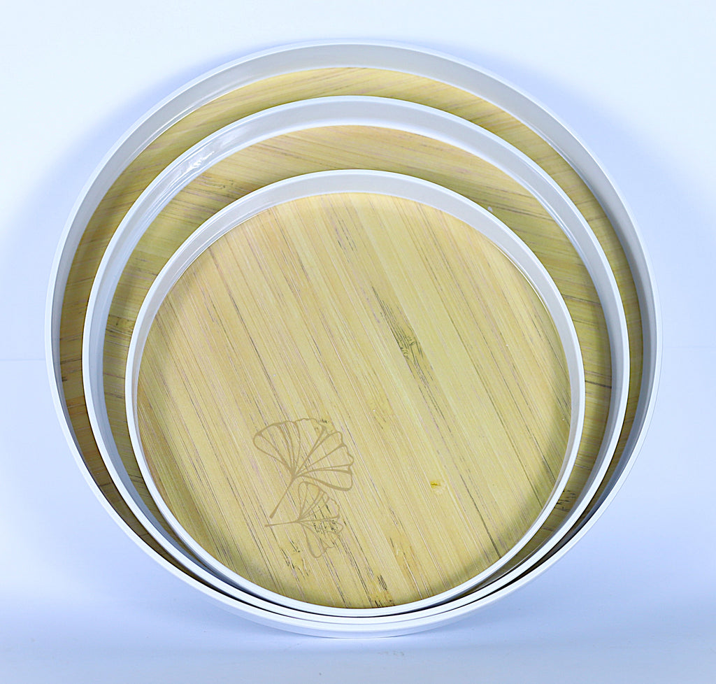 طقم صواني "خشبي" دائري - 3 مقاسات مختلفة