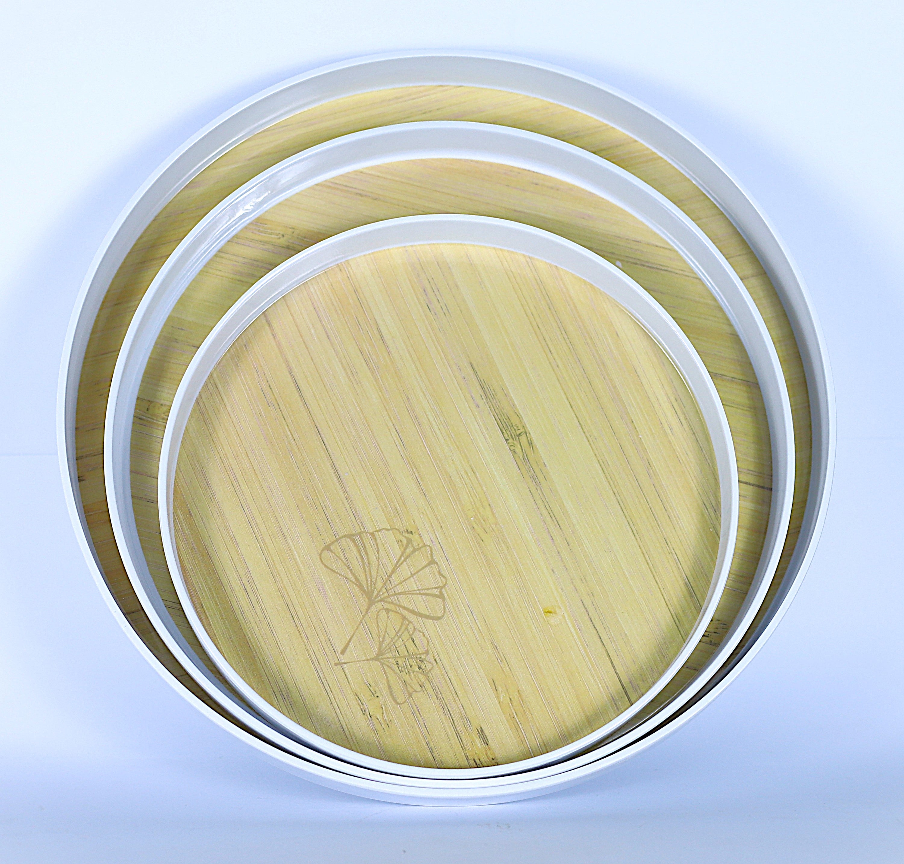 طقم صواني "خشبي" دائري - 3 مقاسات مختلفة