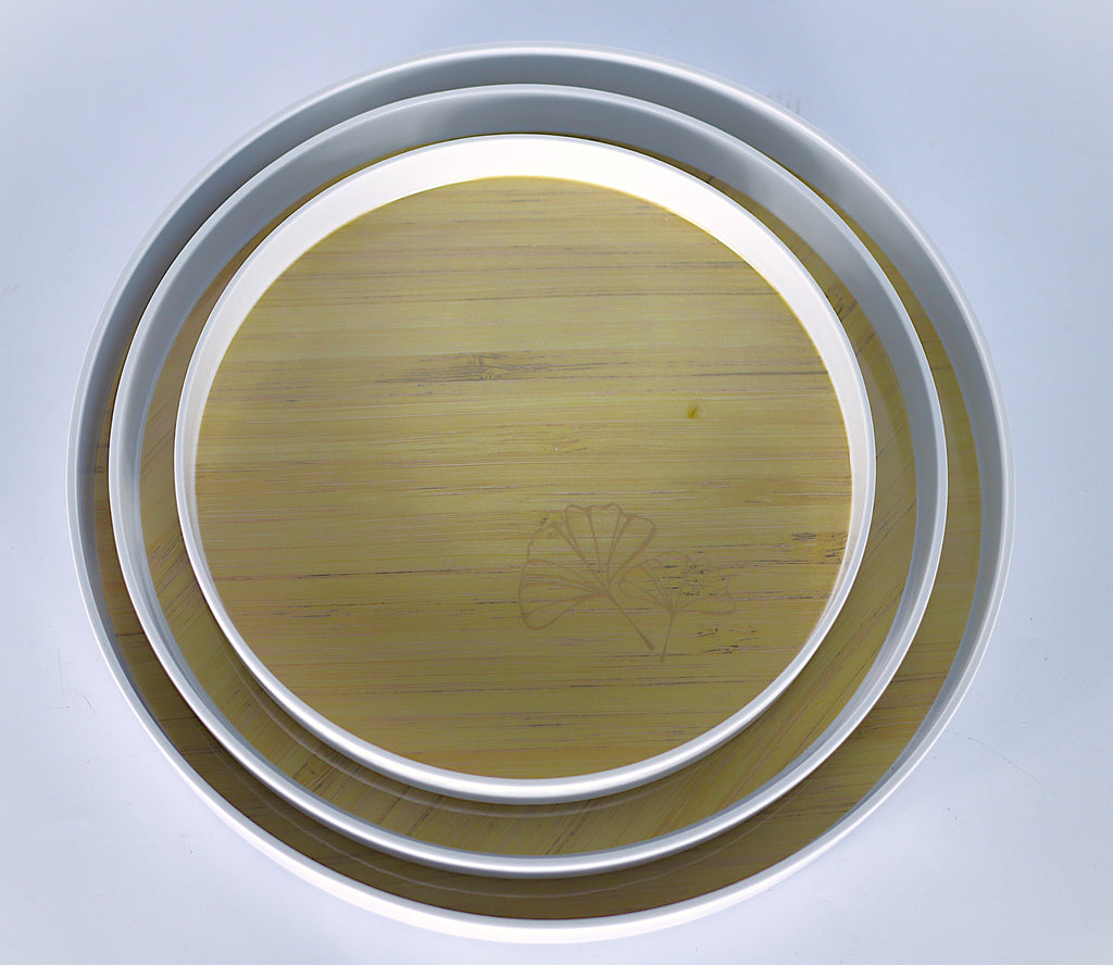 طقم صواني "خشبي" دائري - 3 مقاسات مختلفة