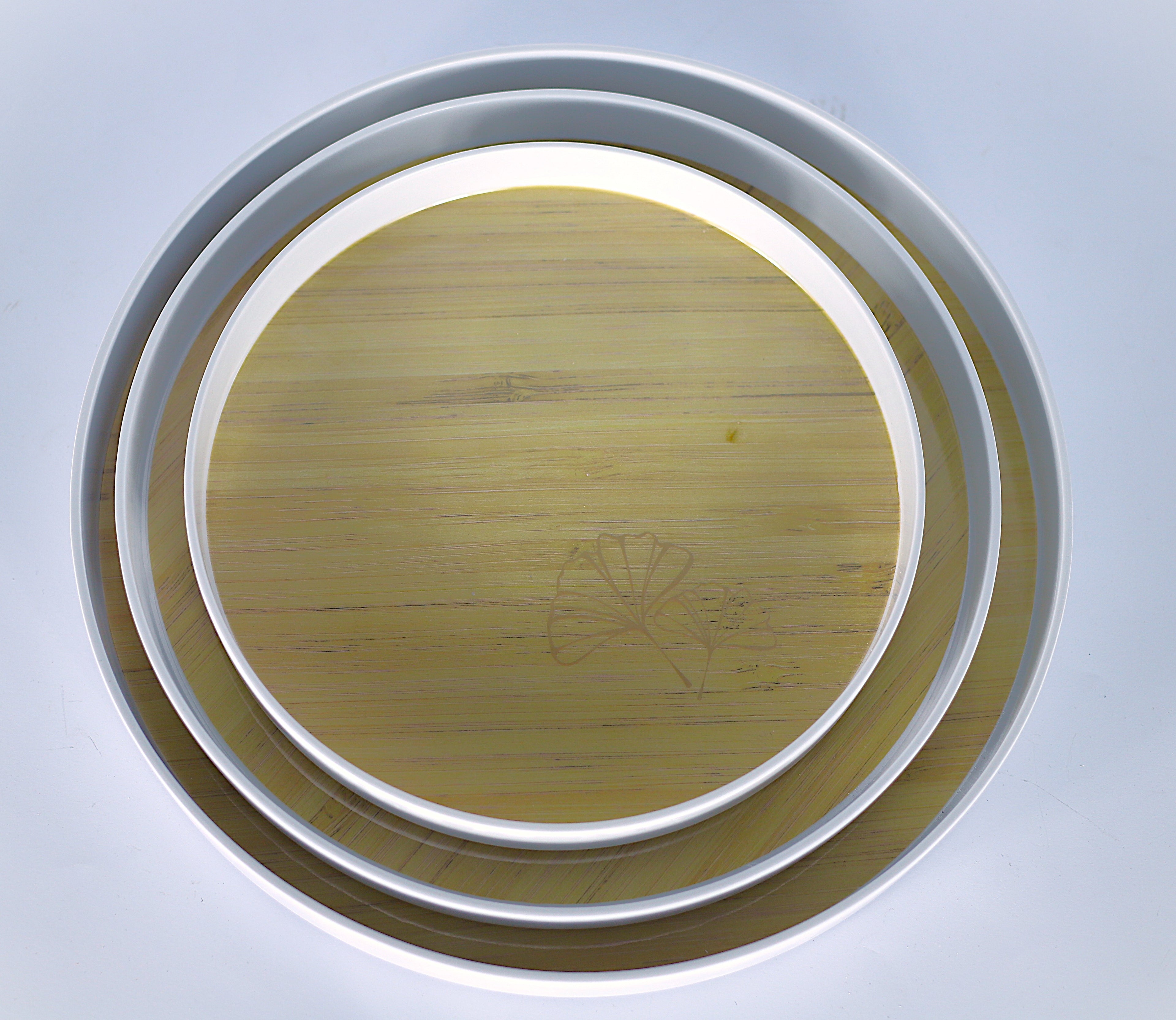 طقم صواني "خشبي" دائري - 3 مقاسات مختلفة