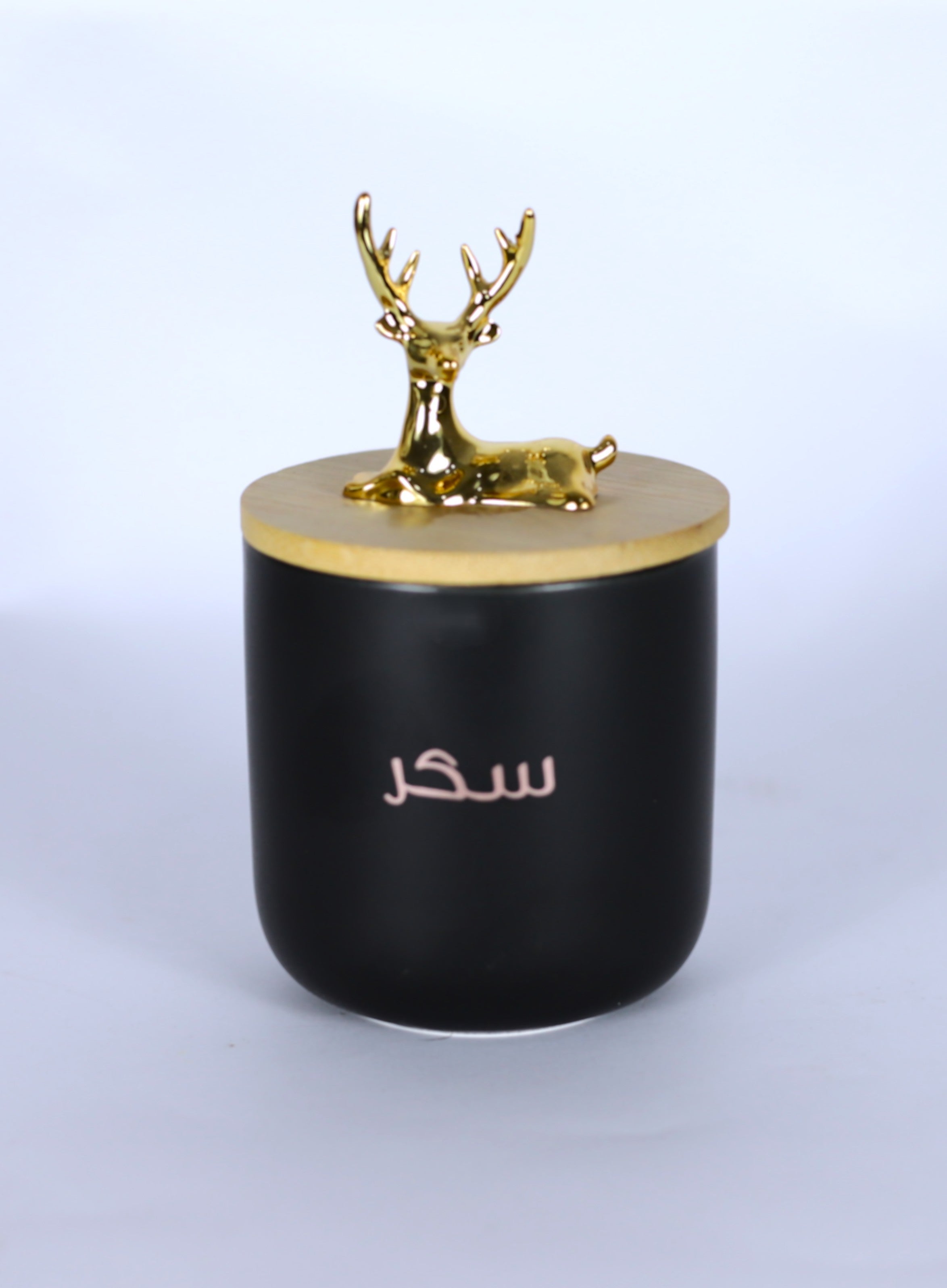 طقم شاي وسكر وقهوة "أسود ملكي" 3 قطع بغطاء "غزالة ذهبي"