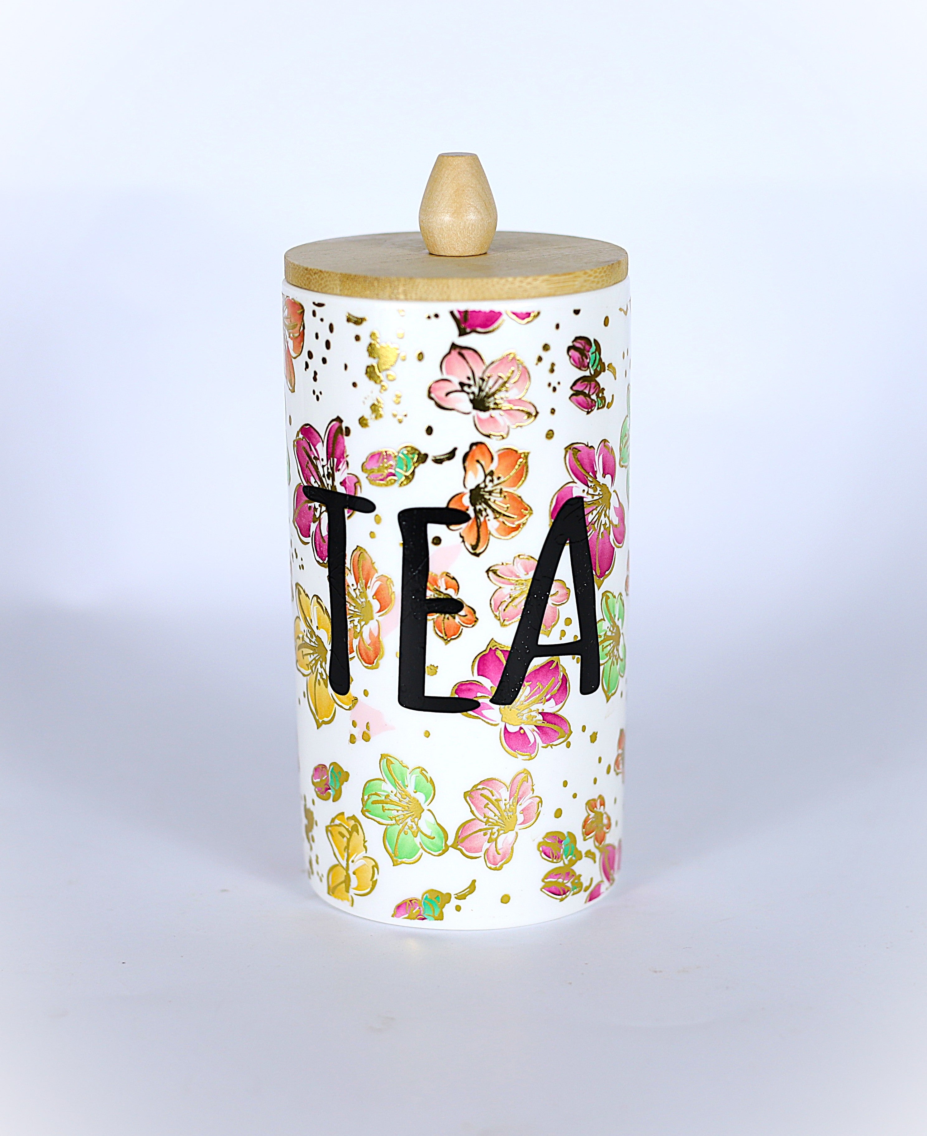 طقم (شاي, سكر, قهوه) 3 قطع - نقشة زهور ملونة