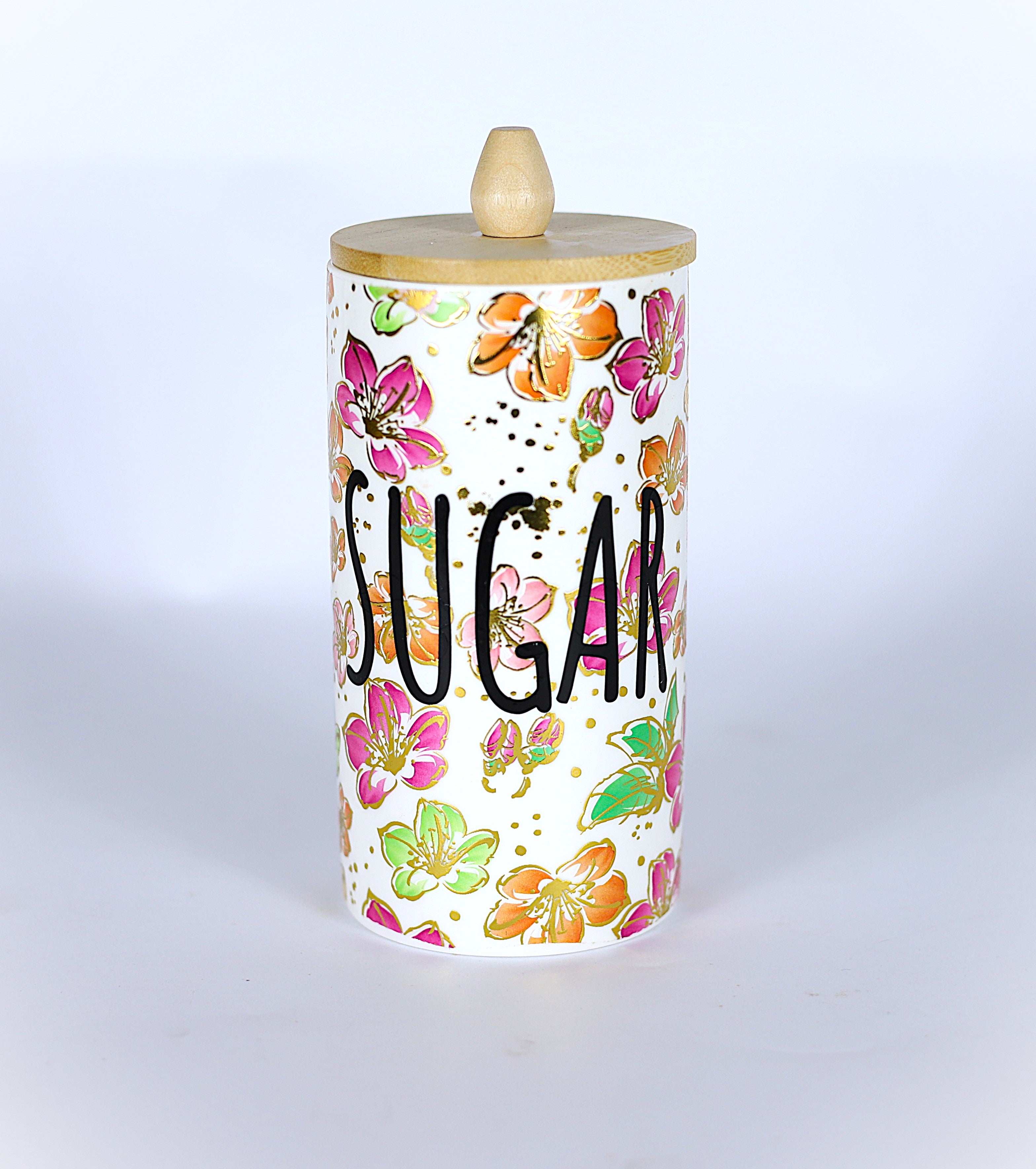 طقم (شاي, سكر, قهوه) 3 قطع - نقشة زهور ملونة