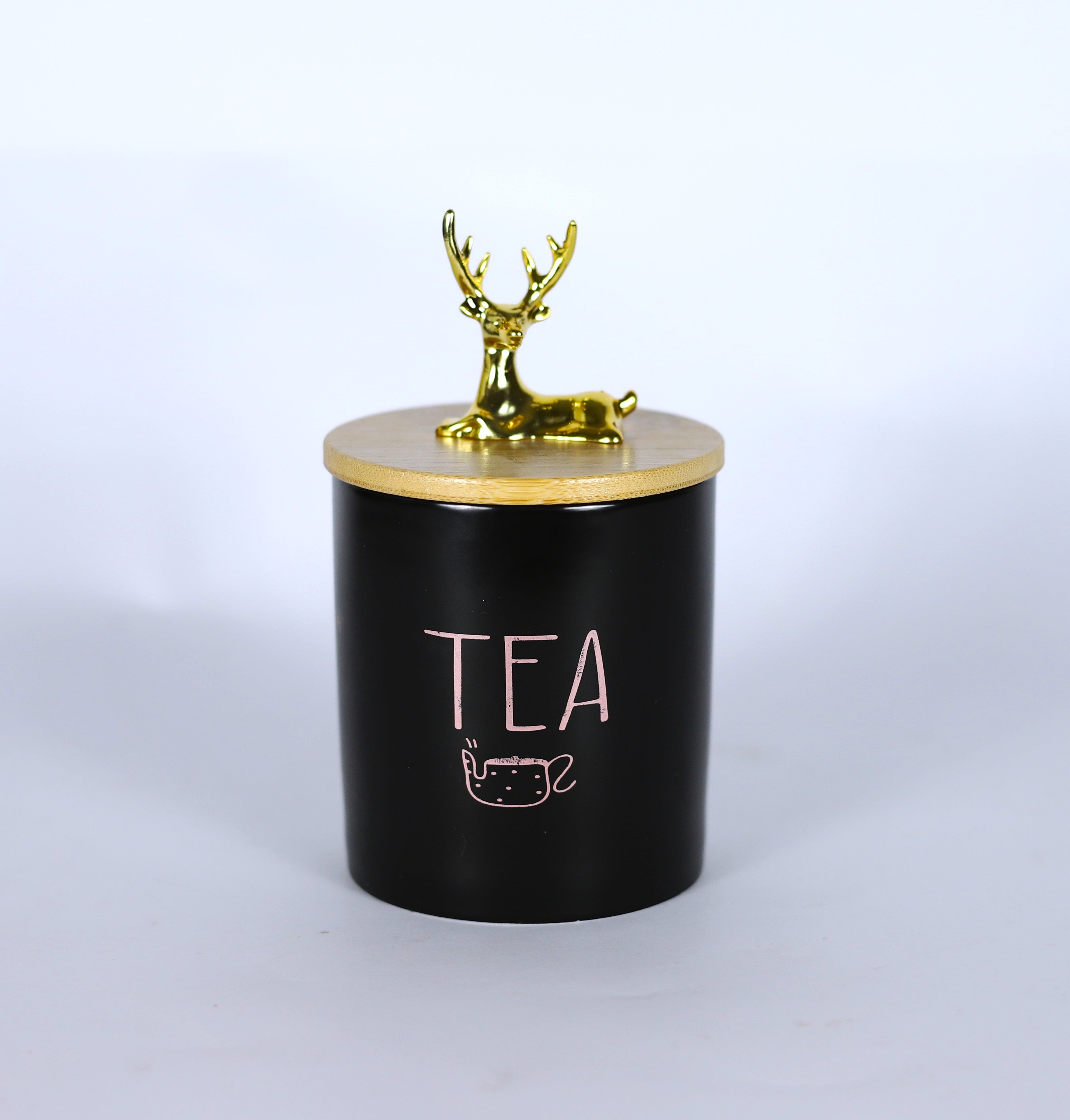 طقم (شاي, سكر, قهوه) أسود ملكي3 قطع بغطاء "غزالة ذهبي"