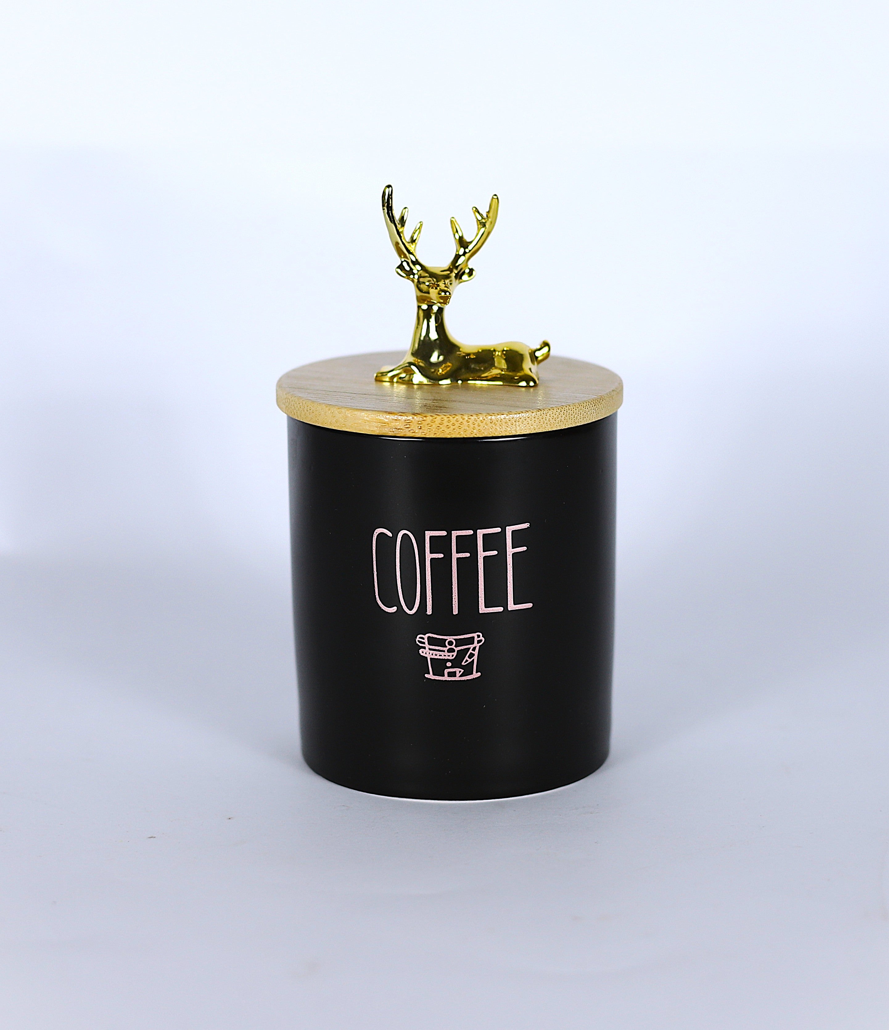 طقم (شاي, سكر, قهوه) أسود ملكي3 قطع بغطاء "غزالة ذهبي"